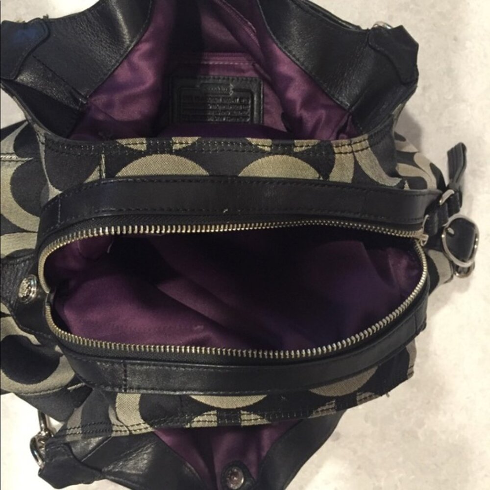 COACH "MIA OP ART MAGGIE" SET Monogram Black SHOULDER WALLET CHECKBOOK S1-7390 - Picture 3 of 15